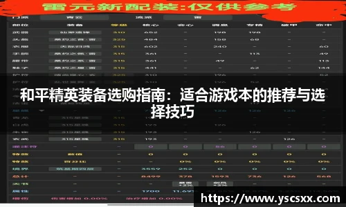 Mk Sports和平精英装备选购指南：适合游戏本的推荐与选择技巧